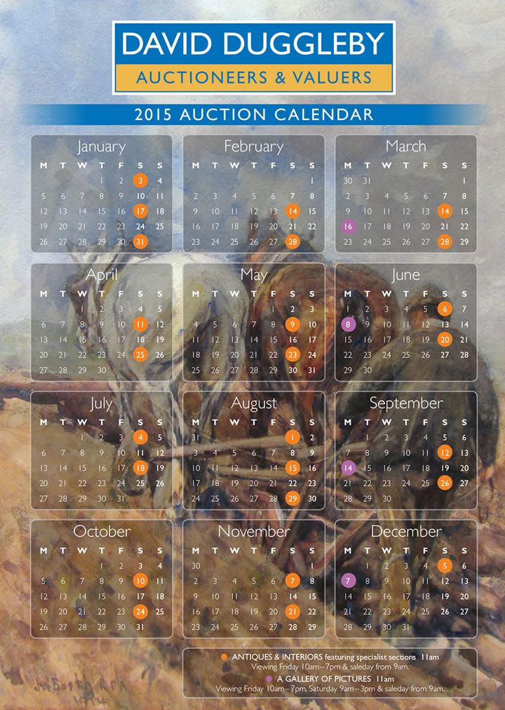 Calendar of 2012 auctions