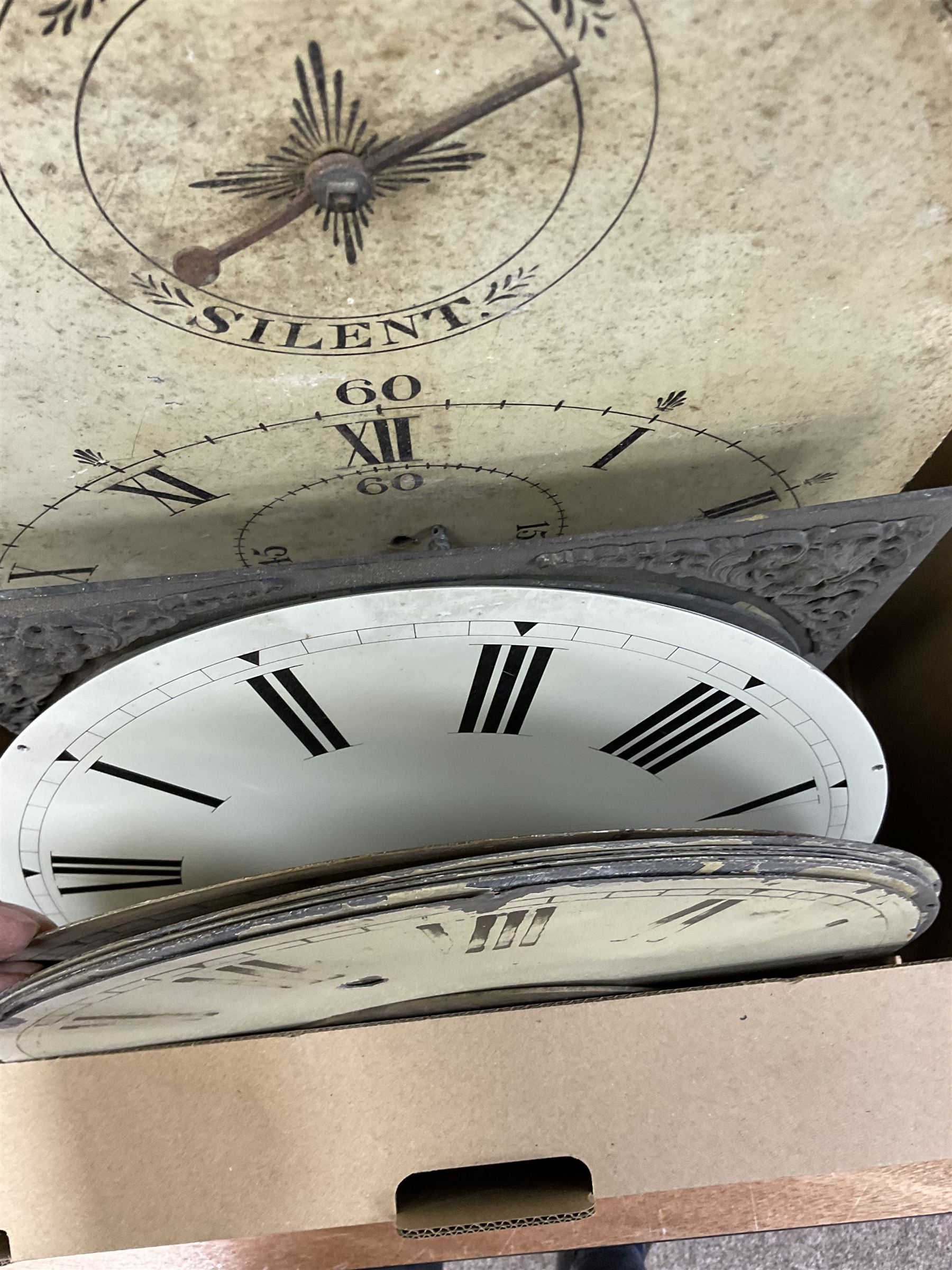 Approximately twenty-two longcase and wall clock dials, 18th century and later, included painted and brass examples