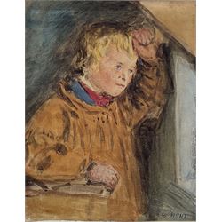 William Henry Hunt (British 1790-1864): Portrait of a Farm Boy, watercolour signed 11cm x 9cm