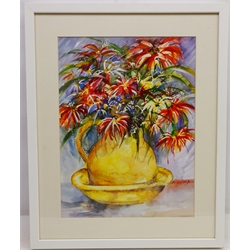  Still Life of Flowers, watercolour signed by Shirley Davies Dew (British Contemporary) 40cm x 30cm  