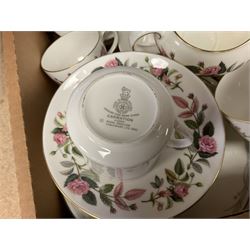 Paragon part dinner service in Belinda pattern, including teapot, six tea cups and saucers, dinner plates etc, together with Royal Doulton part tea service in Carnation pattern, Wedgwood part tea service in Hathaway Rose