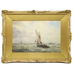 John Ernest Aitken (Scottish 1881-1957): 'Passing the Solway Lightship', watercolour signed, titled on Chas. Rowley and Co 1910 Ltd label verso 33cm x 49.5cm