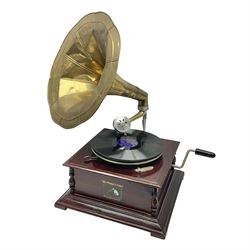 His Master;s Voice gramophone, with brass horn