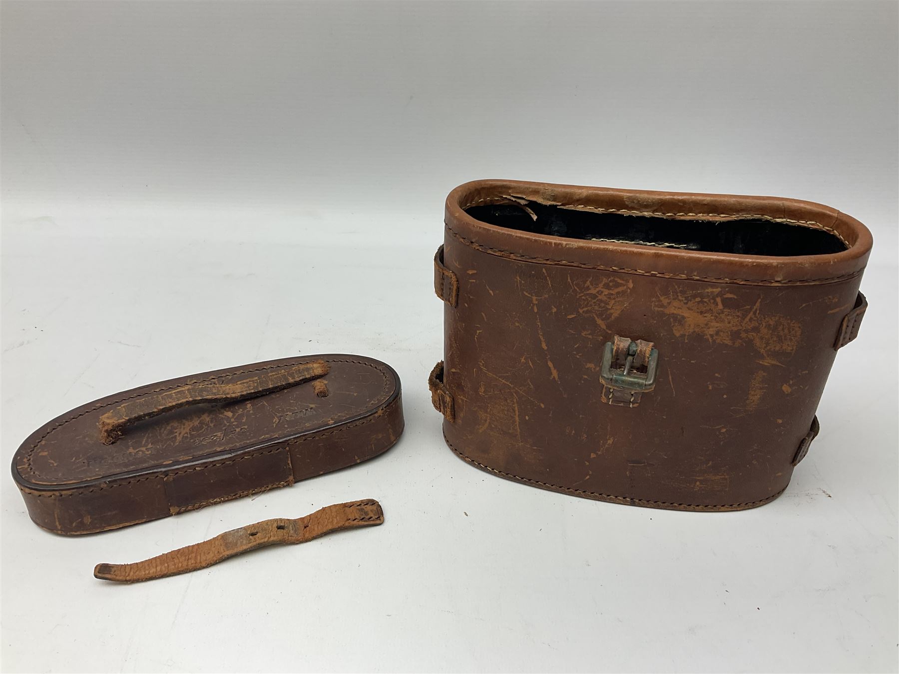 WW2 Air Ministry pair of 6x binoculars by Watson-Baker Co. Ltd, model no. G.E./293, dated 1943, serial no.8568, in similarly marked calf leather carrying case