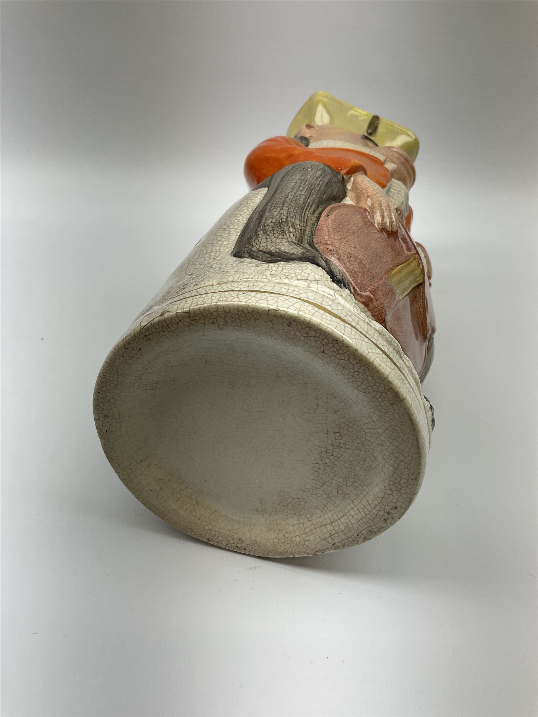 19th century Staffordshire Toby jug modelled as a monkey playing a cello H30cm. 