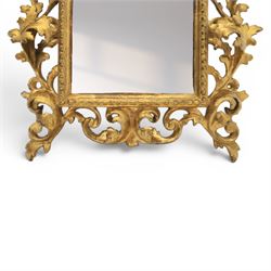 Finely carved Florentine giltwood mirror, acanthus design and egg and dart detailing, bevelled mirror plate 
