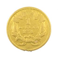 American 1874 gold 1 dollar coin