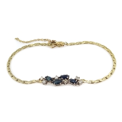  18ct gold link bracelet set with blue topaz and diamonds  
