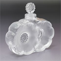 Lalique 'Deux Fleur' perfume bottle, signed to base, W9.5cm 