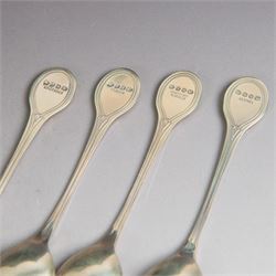 Royal Society for The Protection of Birds silver spoon collection, twelve spoons each inset with a silver-gilt bird cameo, hallmarked John Pinches Ltd, London 1975, in wooden presentation case with certificate of authenticity