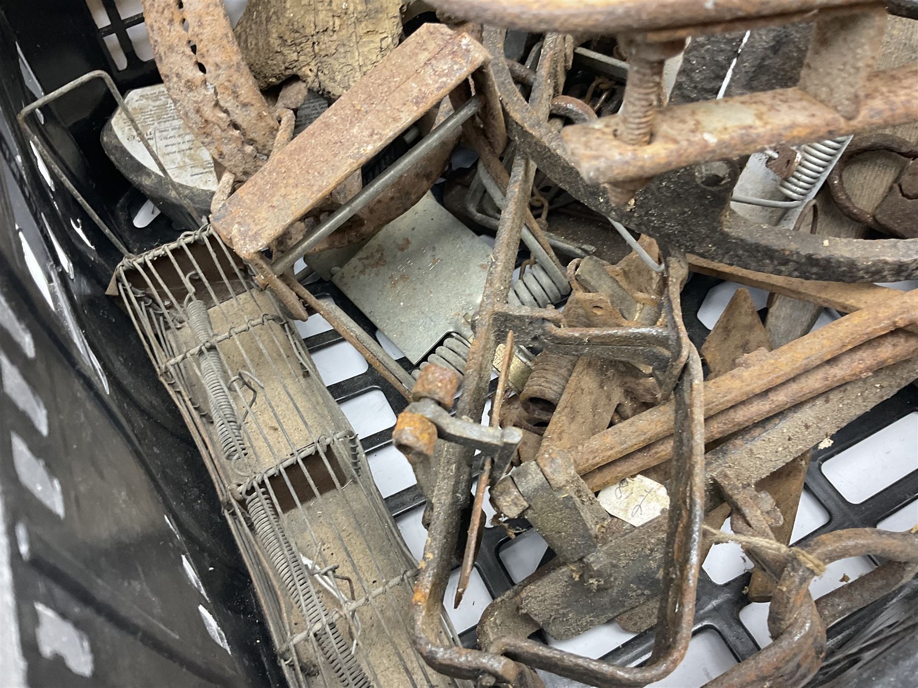 Quantity of animal traps including, gin traps, eel spears, Young's sparrow trap etc, Auctioneer's Note: These traps are sold as artefacts for ornamental purposes only as the use of some of them may be illegal