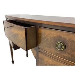 19th century mahogany bow front sideboard, fitted with single drawer and two cupboards