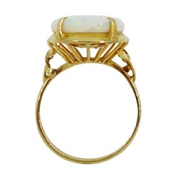 Gold single stone oval opal ring, stamped 14K 585