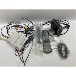 Nintendo Wii console, four controllers with cases and four nunchucks, Wii sensor bar, balance board and dance mat. Guitar hero wireless guitar for Wii and Redoctane wired guitar. Nintendo DS lite handheld gaming console, console and game cases and Guitar Hero Redoctane Guitar Grip. Selection of Nintendo Wii and Nintendo DS lite games to include Super Mario Galaxy, Guitar Hero, Wii Fit, Legend of Zelda games etc. Archos AV400 Series pocket video recorder with accessories, cradle and remote, in three boxes