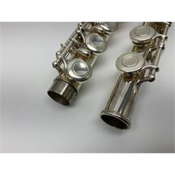 Yamaha 211, silver plated three-piece flute, serial no.844200; in fitted case with cleaning rod