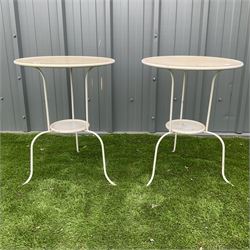 Two circular painted metal tables  - THIS LOT IS TO BE COLLECTED BY APPOINTMENT FROM DUGGLEBY STORAGE, GREAT HILL, EASTFIELD, SCARBOROUGH, YO11 3TX