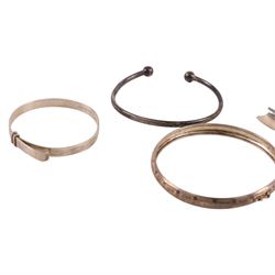 Six silver bangles, all stamped or hallmarked 
