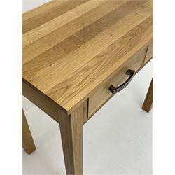 Light oak two drawer side table 