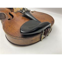 Late 19th century French trade violin with 35.5cm one-piece maple back and ribs and spruce top L59cm overall; in carrying case with bow