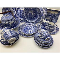 A collection of Spode Italian pattern wares, to include jar and cover, various sized bowls, various sized teacups and saucers, jug,, plates, etc., with blue printed marks beneath. 