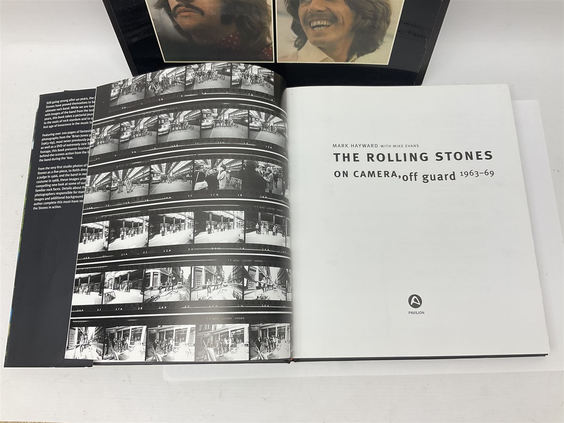 Beatles 'Get Back' book; The Rolling Stones on Camera of Guard with DVD by Mark Hayward; Black Vinyl White Powder by Simon Napier-Bell