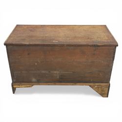 19th century oak mule chest, with lidded top above two short drawers, raised on bracket feet