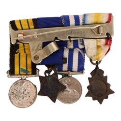 Set of Victorian miniature medals, comprising Kabul to Kandahar Star,  Egypt medal, Khedive's Star and East and West Africa medal