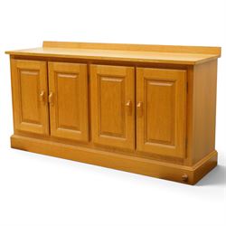 Unicornman - craftsman made oak low-cupboard or sideboard, rectangular top with raised bac...