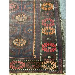 Persian style blue and purple ground rug (246cm x 114)  and two others (3)