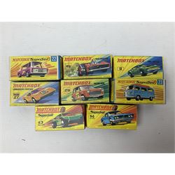 Matchbox 1-75 Series 'Superfast' ex-shop stock - eight models comprising 9e AMX Javelin, 13e Baja Buggy, 14d Iso Grifo, 19e Road Dragster, 22d Freeman Intercity Commuter, 23e Volkswagen Camper, 27e Lamborghini Countach and 29d Racing Mini; all boxed (8)
