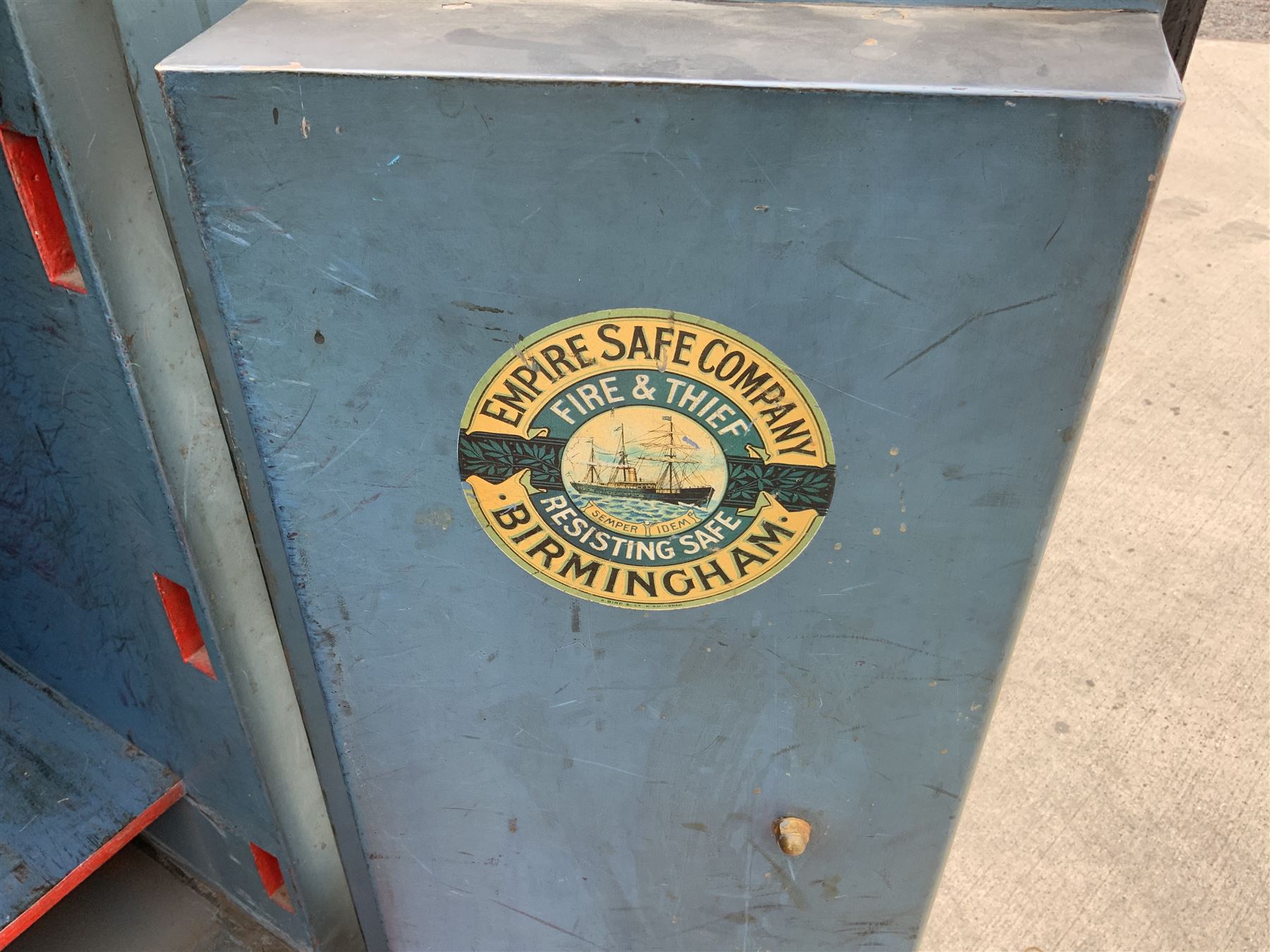 Victorian double cast iron safe by Empire safe Co. of Birmingham, two doors enclosing shelving, no keys - THIS LOT IS TO BE COLLECTED BY APPOINTMENT FROM DUGGLEBY STORAGE, GREAT HILL, EASTFIELD, SCARBOROUGH, YO11 3TX