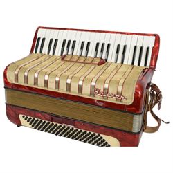 Hohner Chromatic accordion, three octave keyboard with 120 buttons and 16 fold bellows. With carrying case.