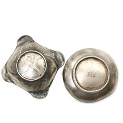 Tudric and other pewter including sugar bowls, milk jugs etc, small WMF Art Nouveau dish No262 and another No218