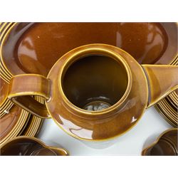 Hornsea Heirloom pattern coffee service for six, comprising of coffee pot, covered sucrier, milk jug, hot water jug, dessert plates, side plates, dinner plates, jug, salt and pepper shakers and serving platter 