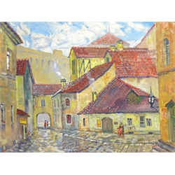  Stas Blinov (Russian 1946-): Town Scene, oil on canvas signed and dated '90, inscribed verso 60cm x 80cm  DDS - Artist's resale rights may apply to this lot    