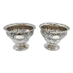  Pair of Victorian silver bon bon dishes, embossed decoration by Atkin Brothers, Sheffield 1899, approx 6.8oz, H8cm  
