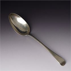 Late 18th century Scottish silver spoon L21.5cm struck twice with the makers mark of Rober...