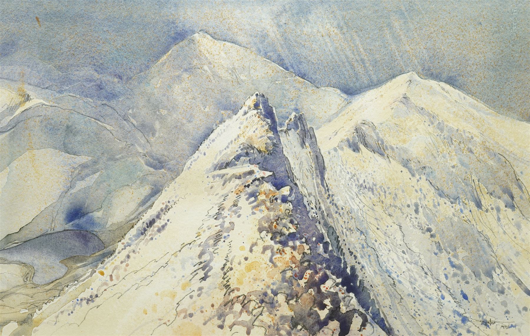 Colin See-Paynton (British 1946-): 'Yr Wyddfa and Crib Goch' Wales, watercolour signed, titled on artist's label verso 34cm x 52cm