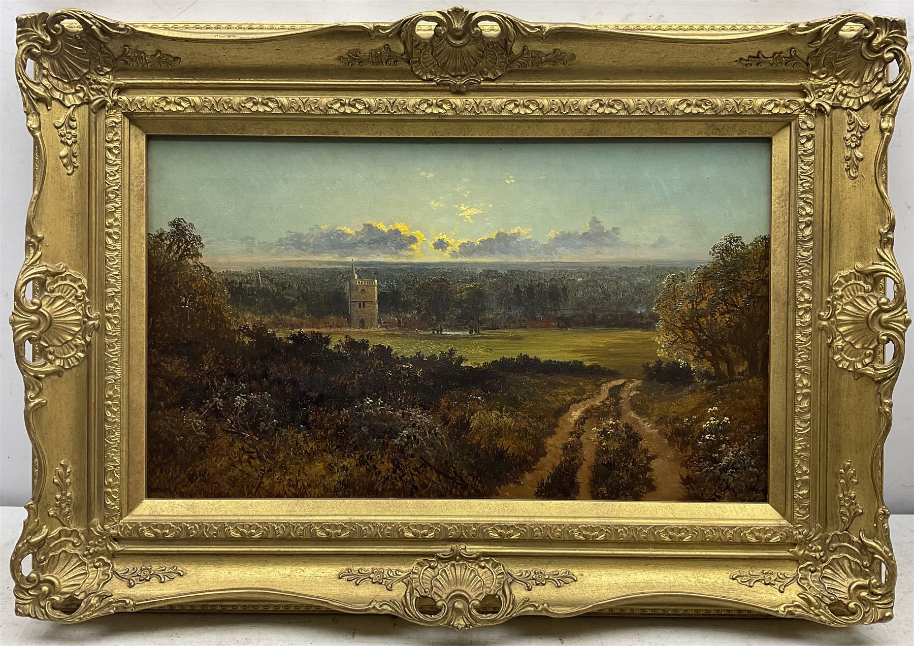 Edmund John Niemann (British 1813-1876): Country Church, oil on canvas signed, indistinctly titled on the stretcher 29cm x 49cm