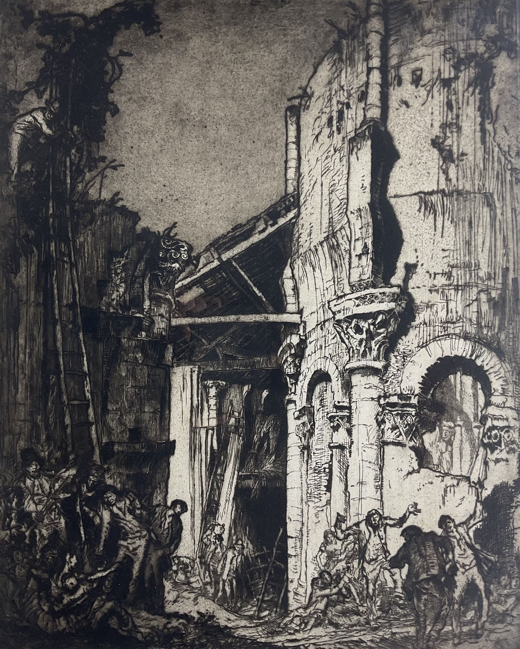 Sir Frank Brangwyn (British 1867-1956): St Leonards Abbey - near Tours, etching signed in pencil 75cm x 60cm