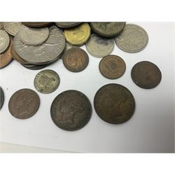 Great British and World coins, including commemorative crowns, pre-decimal coinage, pre-Euro coinage, Australia etc, housed in a vintage cash tin