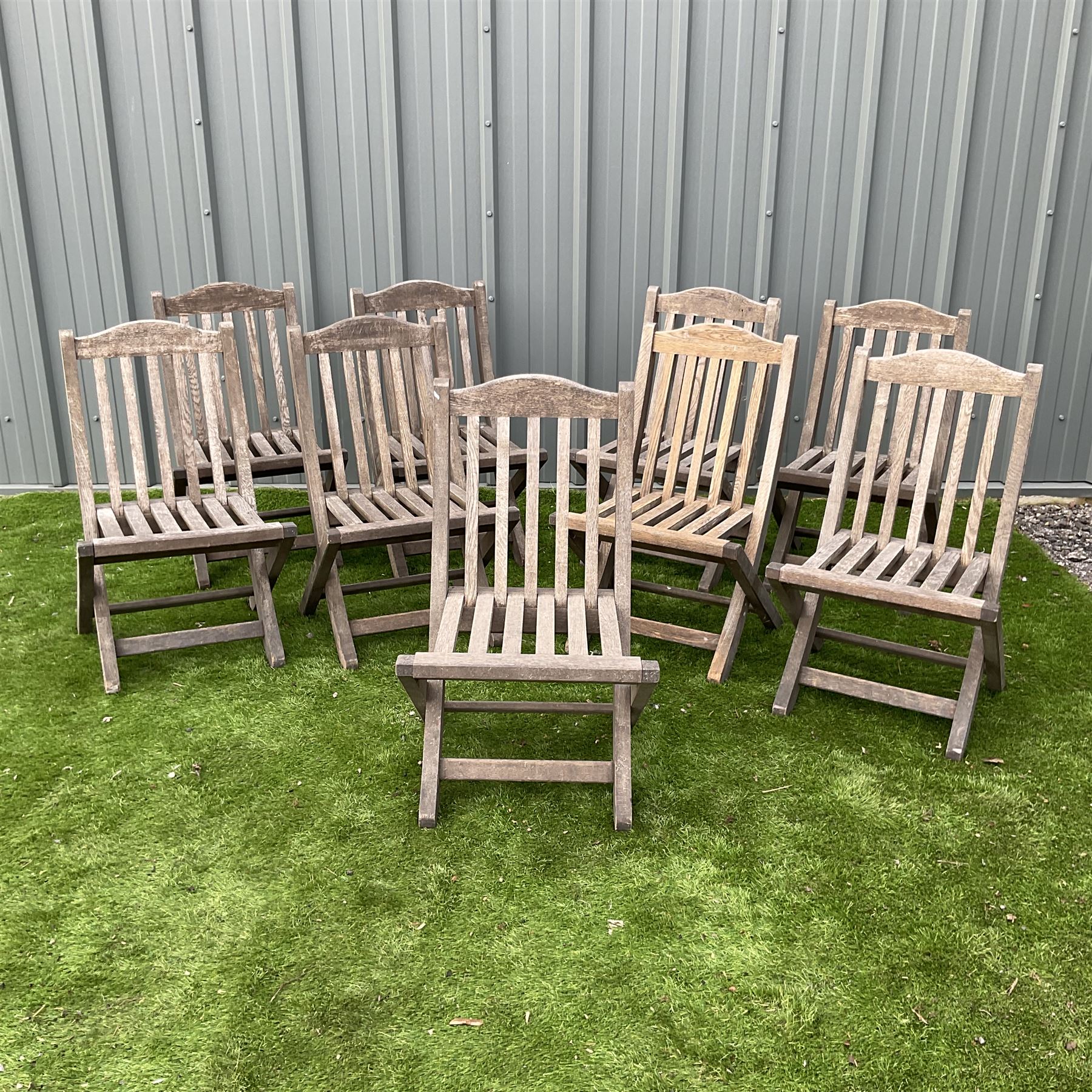 Britannic Teak solid hardwood folding chairs (9) - THIS LOT IS TO BE COLLECTED BY APPOINTMENT FROM DUGGLEBY STORAGE, GREAT HILL, EASTFIELD, SCARBOROUGH, YO11 3TX