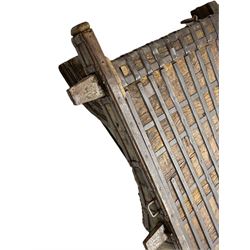 19th century Indian elephant 'Howdah' saddle, hardwood and iron bound 