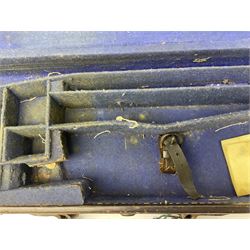 19th/early 20th century brass bound leather shotgun case with fitted interior to accommodate 72cm (28.25