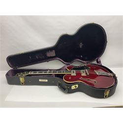 American Gretsch Super Chet semi-acoustic guitar, 1960s/70s, with 'pots' on scratch plate, serial no.5 2071, L111cm overall;  in original hard carrying case  