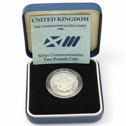 Six The Royal Mint United Kingdom silver proof coins or sets, comprising 1986 'XIII Commonwealth Games', 1997 two pounds, 1997 fifty pence two-coin set, 1997-1998 two pound two-coin set, 2005 '400th Anniversary of the Gunpowder Plot' fifty pence and 2020 'Withdrawal from the European Union' fifty pence, all cased with certificates