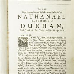 Cave, William - 'The History of the Lives,  Acts and Martyrdoms of the Holy Apostles of our Saviour' printed by R Norton for R Royston, Bookseller at the Angel in Amen-Corner 1676 with engraved plates, the frontispiece with red and black print, bound in vellum