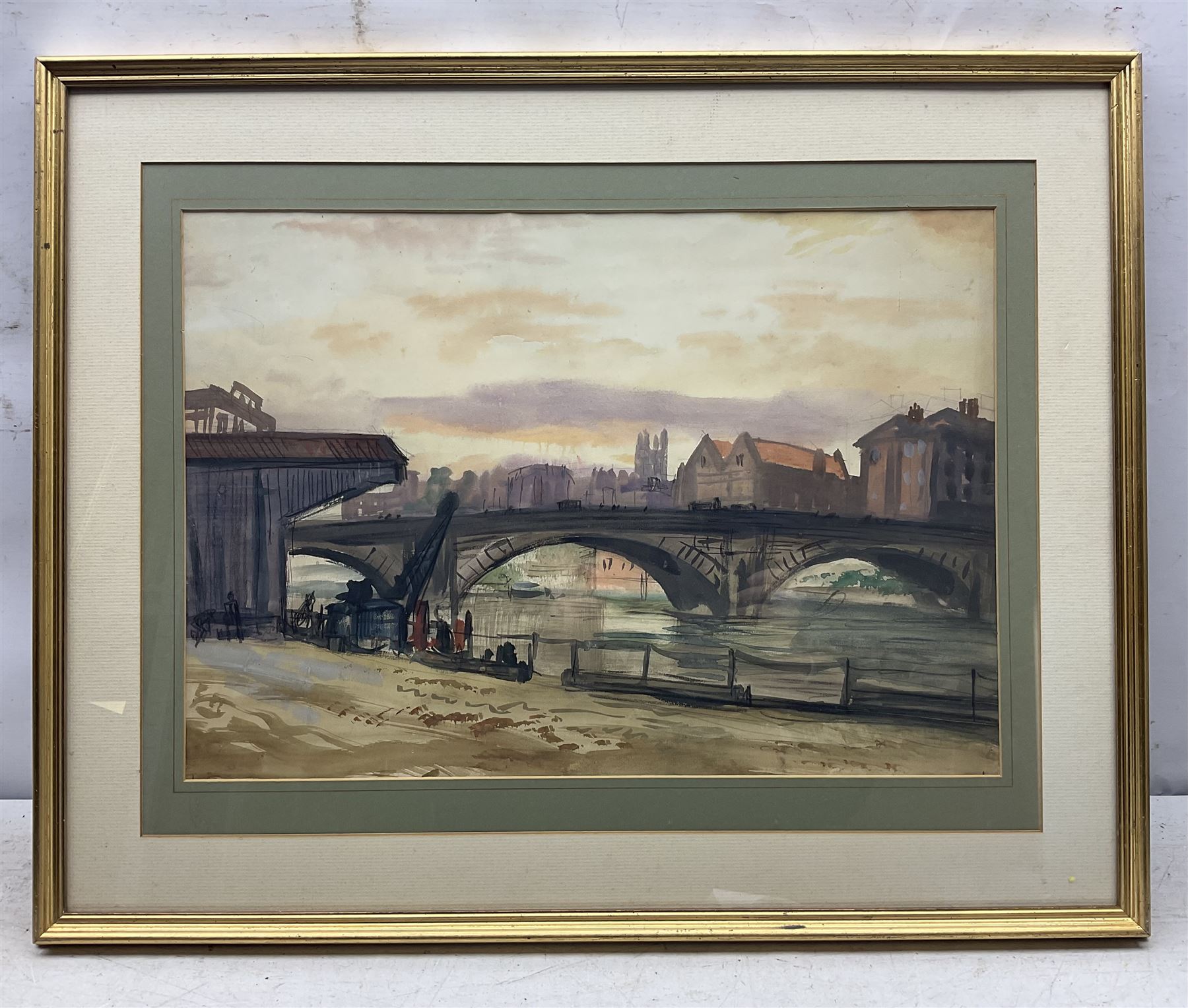 Joseph McCulloch ARWS (British 1893-1961): Ouse Bridge York, watercolour signed and titled beneath mount 37cm x 53cm  