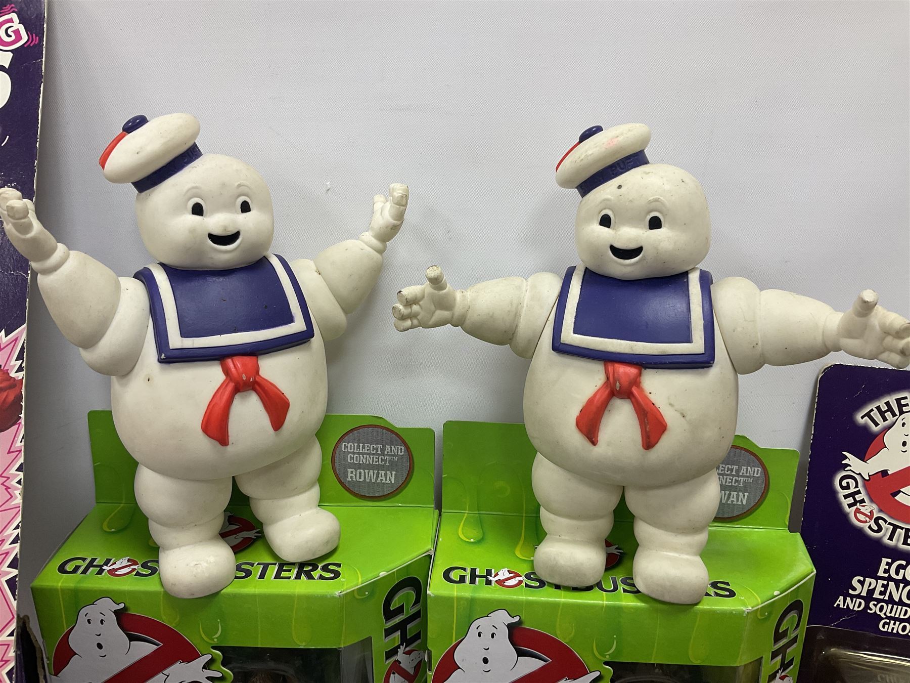 Ghostbusters - 'ECTO 1' car with two figures; ECTO-2 Vehicle, Highway Hunter Action Ghost Vehicle and Haunted Vehicles Air Sickness; all boxed; racing car with Egon Spengler driver; two 1984 Marshmallow Man figures; and four unopened carded/boxed figures etc