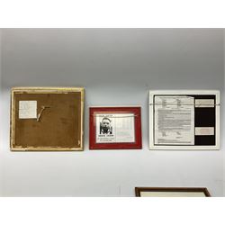 Limited edition First Day Cover 1987 for Sunderland's 50th Anniversary of Winning the F.A. Cup; signed by Raich Carter and Bobby Gurney No.1sp/500; limited edition First Day Cover 1993 to celebrate Raich Carter's 80th Birthday No.1aSp/100; photograph of the RAF XI v Scotland team including Carter and Stanley Matthews; photograph of Carter scoring against Preston N.E. in 1937; photograph of the Hull City squad on tour to Tel Aviv 1949; and photographic print entitled 'North v South Trial Match Bournemouth 2-4-27 Northern Boys' with manuscript note verso by Carter identifying which is him; all framed; Provenance: By direct descent from the family of Raich Carter having been consigned by his daughter Jane Carter (6)